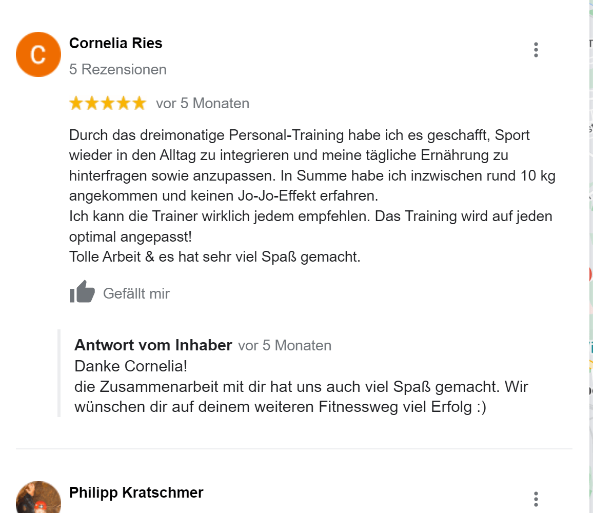 Bewertung Personal Trainer Ludwigsburg