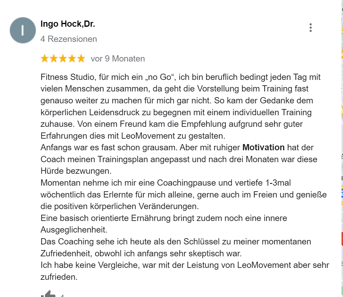 Bewertung Personal Training Ludwigsburg